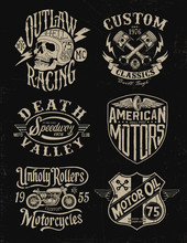 One Color Vintage Motorcycle Graphic Set