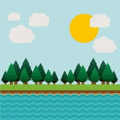 Sticker - Landscape design, vector illustration.