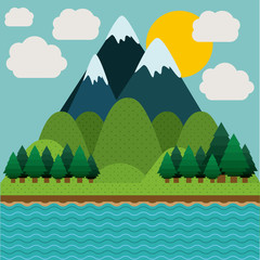 Sticker - Landscape design, vector illustration.