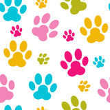 Animal Paw Seamless Pattern Background Vector Illustration
