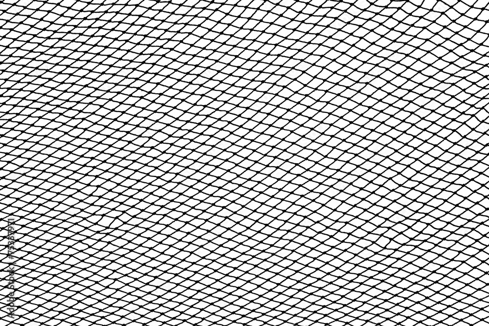 Black fishing net silhouette isolated on white - obrazy, fototapety, plakaty 