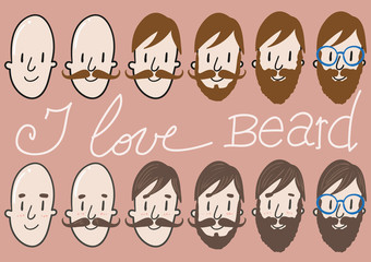 Set of bearded men