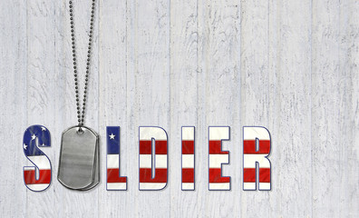 Wall Mural - military dog tags for patriotic soldier