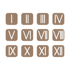 Wall Mural - Set Roman numerals 1-12 icon. vector