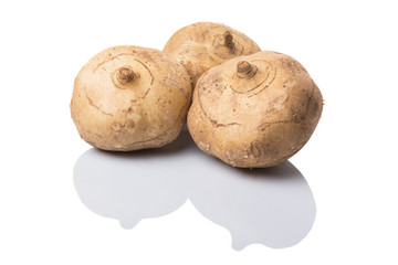 Jicama or Mexican yam over white background 