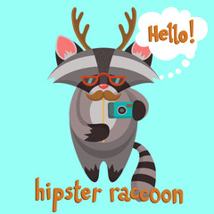 Sticker - Hipster Raccoon Poster