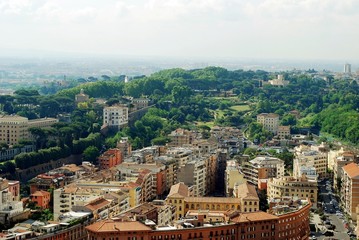 Wall Mural - Aerial view of Rome city from St Peter Basilica roof