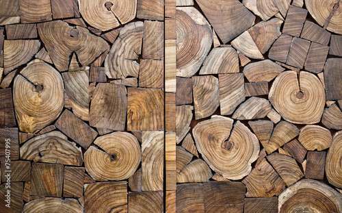 Naklejka dekoracyjna pieces of teak wood stump background