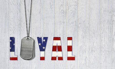 Wall Mural - military dog tags with loyal flag