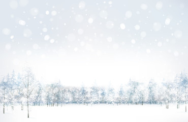 Wall Mural - vector of winter scene with forest background.