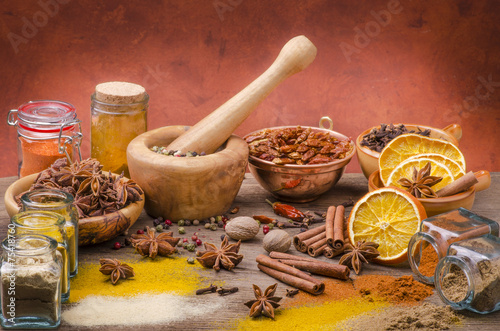 Naklejka na szybę spices still life