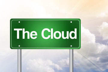The Cloud Green Road Sign, business concept