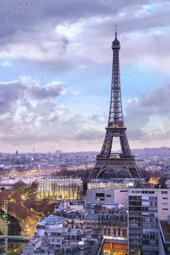 Naklejka dekoracyjna Panorama de la ville de Paris avec la Tour Eiffel