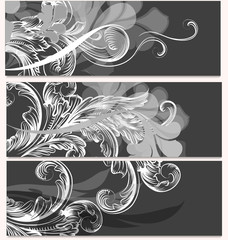 Fototapete - Collection of business cards with ornament