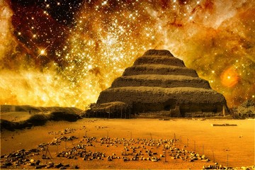 Wall Mural - step pyramid and the tarantula nebula (elements of this image fu