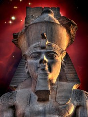 Wall Mural - colossus of ramses ii and cone nebula (elements of this image fu