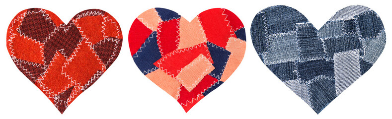 jeans heart shape patch, valentine day object, stitches seam