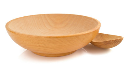 Poster - empty wooden bowl on white