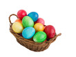 Basket with colorful Easter eggs