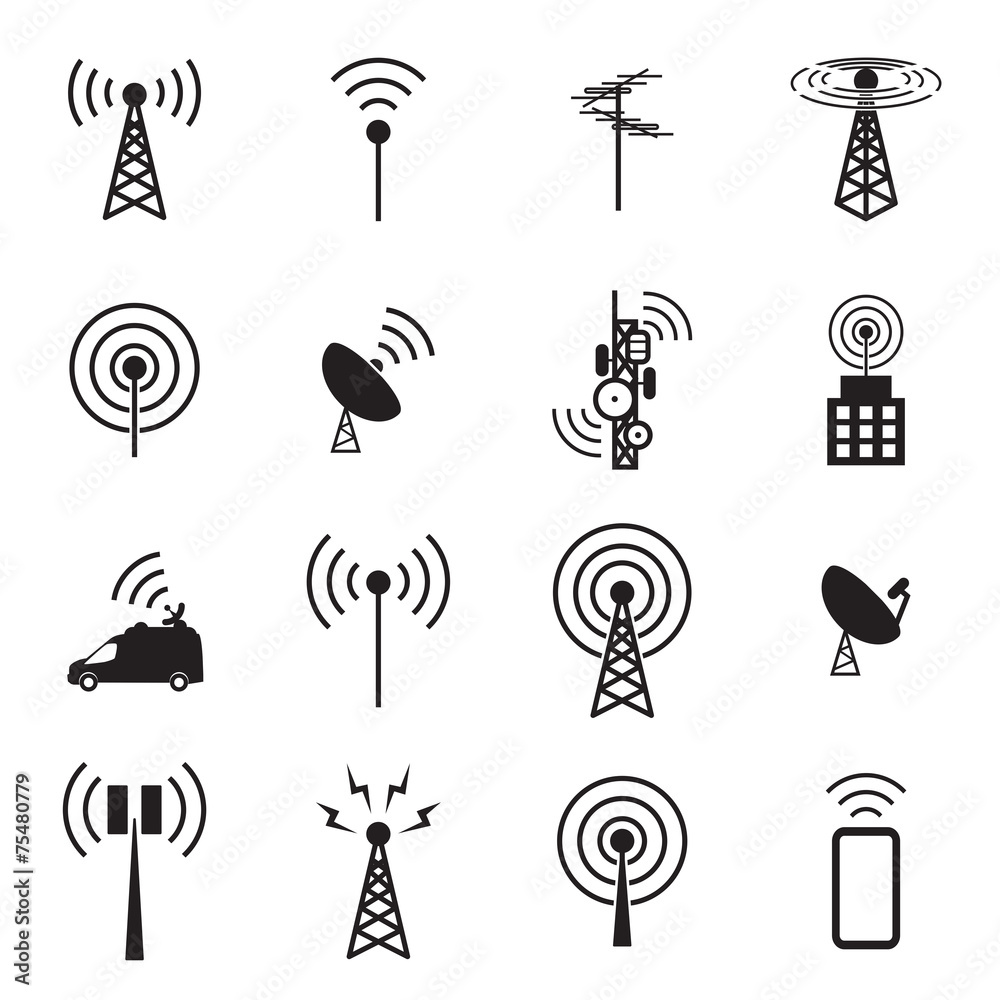 Antenna icon set - obrazy, fototapety, plakaty 