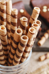 Sticker - Striped wafer rolls, delicious chocolate snack