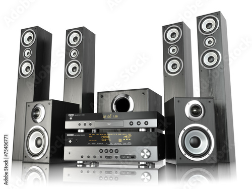 Cuadros en Lienzo Home cinema speaker system. Loudspeakers, player and receiver.