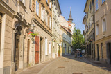 Fototapeta Uliczki - Beautiful street in Ljubljana old town Slovenia.