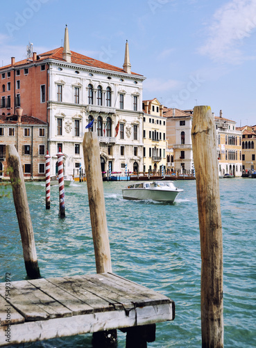 Obraz w ramie Pier and Canals of Venice, Italy