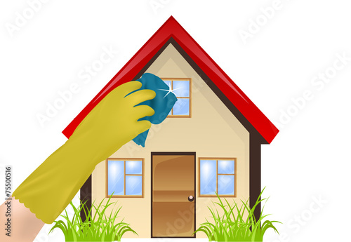 Fotografie, Obraz cleaning the house. Cleanliness. Wash. Glove.