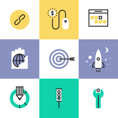 Aufkleber - Website and SEO development pictogram icons set