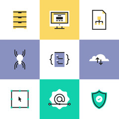 Fototapete - Security and web development pictogram icons set