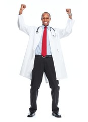 Sticker - Happy African-American black doctor man.