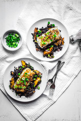 Wall Mural - Grilled fish with black rice