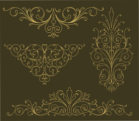 Wall Mural - gold scroll ornaments