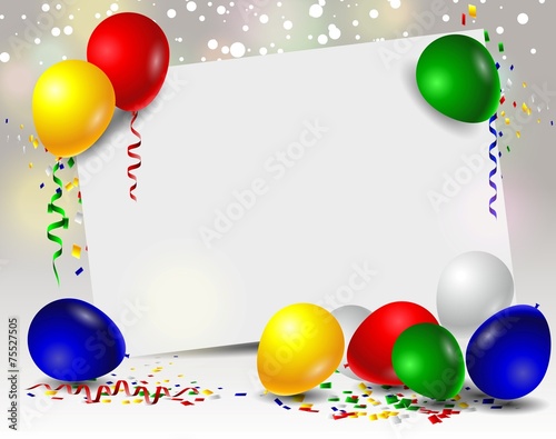 vector birthday with balloons and blank sign Poster