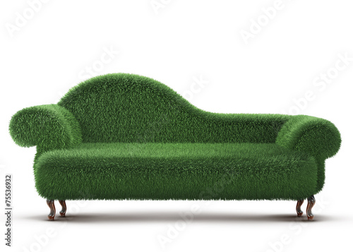Modern Sofa Covered With Bright Green Grass 3d Rendered Buy
