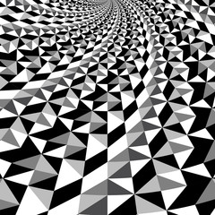 Wall Mural - Black and white optical triangle vector pattern, background, tex