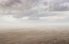 Gravel Background With Gravel Mist And Clouds In Sunset