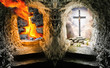 canvas print picture - Two gates to heaven and hell. Choice concept.