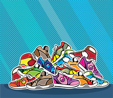 Pile Of Shoes Vector Pop Art