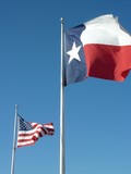 Fototapeta Miasta - Texas and United States flags