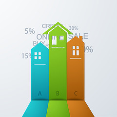 Vector modern real estate infographic background.