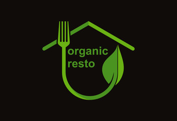 Wall Mural - Organic resto food logo vector