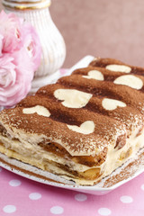 Poster - Tiramisu cake decorated with hearts