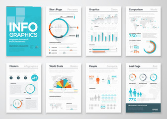 Big set of infographics elements in modern flat business style