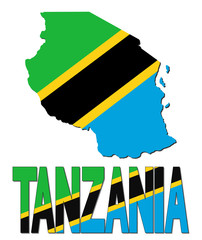 Wall Mural - Tanzania map flag and text illustration