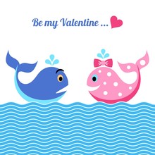 Valentine Card With Whales