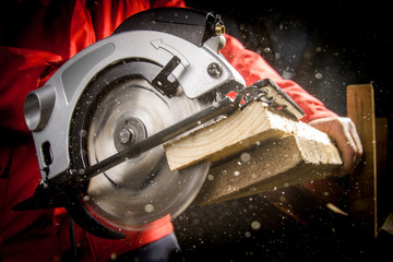 Wall Mural - Carpenter with Circular Saw