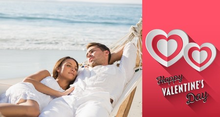 Aufkleber - Composite image of peaceful couple relaxing on hammock