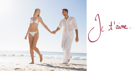 Aufkleber - Pretty blonde walking away from man holding her hand